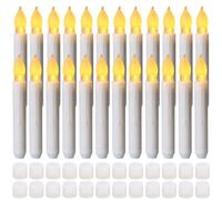 Yakpo Set di 24 candele coniche a LED da appendere a batteria, senza fiamma tremolanti, elettriche, senza fiamma, per lampadario da finestra e tavolo di Natale