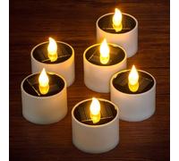 Yakpo Set di 6 candele riscaldatore a LED solare bianco caldo, impermeabili, ricaricabili, con effetto vacillante, a batteria, ideali per lanterne da giardino e decorazioni