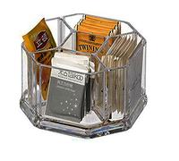 Yakri Scatola porta bustine the in plastica con 5 scomparti,Porta bustine da tè in acrilico, caffè,biscotti, zucchero borsa custodia Guest Room scatole, Acrilico, Clear, L16*W16*H8cm YTBH-002