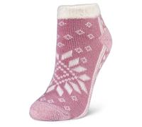 Yaktrax Cabin Socks Low Cut, calze basse doppio strato con aloe e interno in morbido velluto, ultra-soffici e imbottite, elegante regalo invernale.,Rosa,EU Taglia 35-41