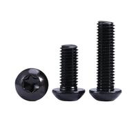 YAKUFAST 2~50 pezzi M3 M4 M5 M6 M8 M10 Vite a testa bombata Torx nera in acciaio grado 10.9 Bullone a testa tonda Torx a sei lobi Lunghezza 4mm~30mm(M4x12mm-20pcs)
