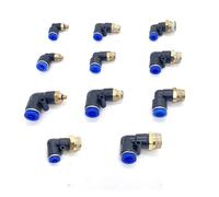 YAKUFAST 20/50/100 pezzi Connettore pneumatico aria PL 4 mm 6 8 10 12 mm Filettatura 1/8 1/4" 3/8" 1/2" Raccordi aria a gomito for trachea Raccordo rapido for tubo flessibile(PL4-02,100 PCS)