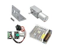 YAKUFAST JGY370 DC 6V 12V 24V Motore riduttore a vite senza fine + staffa + velocità + regolatore + alimentatore turbo con ingranaggi in metallo(24V 2RPM,Package C)