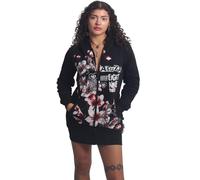 Yakuza Hanami - Felpa lunga con cappuccio da donna con zip lunga, Nero , XXL