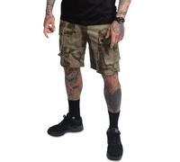 Yakuza Pantaloncini cargo da uomo con teschio crashed, verde oliva bruciato, 36W