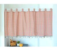 Yaland Elegante tenda con passanti, da cucina a quadri, con bordo sferico, stile rustico, con fermatenda, 100 x 100 cm, arancione