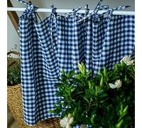 Yaland Tenda a quadri, tenda corta a quadri, stile rustico (altezza x larghezza 45 x 100 cm, blu) 1 pezzo