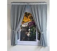 Yaland Tende con motivo a quadri, stile rustico, dimensioni 1 x 1 cm, per soggiorno con fermatenda (altezza x larghezza 120 x 80 cm, blu), 2 pezzi