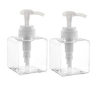 Yalbdopo 2 flaconi vuoti da 250 ml con pompa vuota da 250 ml e dispenser di liquidi in plastica ricaricabile, contenitore quadrato per articoli da toeletta, dispenser liquido (trasparente)