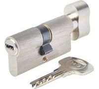 Yale 30X30BT NI YC1000, nichelato cilindro per serratura, 30 x 30 mm, 6 perni, apertura a bottone interno, esterna, porta d'ingresso, 4 chiavi reversibili, 30x30 bouton