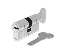 Yale Cilindro europeo 2100 Serie 45/35K mm Cromo lucido Cilindro con pomolo, con 5 chiavi incluse per garantire massima sicurezza, adatto per porte interne e uffici