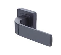 Yale Coppia di Maniglie per porte Bologna, 35-ZR-8x8-A003KT5611 finitura nera opaca, profilo chiave ovale, con rosetta e bocchetta, fissaggi inclusi