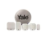 Yale IA-320G Sync Smart Home Alarm Kit da 6 pezzi con sirena grigia. Include hub di allarme sincronizzazione, sirena esterna grigia, 1 contatto porta/finestra, 2 rilevatori di movimento PIR, tastiera.