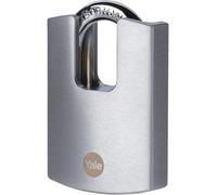 Yale Lucchetto in ottone di alta sicurezza con finitura cromata Y122B/50/123/1 corpo 50mm, arco protetto in acciaio indurito al Boro, 3 chiavi