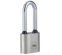 Yale Lucchetto a disco in ferro 30 mm con arco lungo Y112/30/137/1 nichelato, arco in acciaio temprato, adatto ad uso esterno
