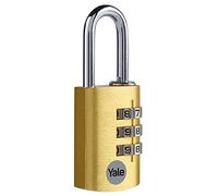 YALE Lucchetto da viaggio a combinazione a 3 cifre in alluminio YE3CB/28/126/1/GO oro, corpo 28 mm, combinazione a 3 cifre