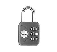 Yale Lucchetto da viaggio a combinazione YP1/28/121/1G 28 mm grigio: corpo in lega di zinco con arco in acciaio temprato e codice a 3 cifre per la protezione sicura di borse valigie e armadietti