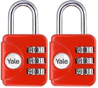 Yale Lucchetto da viaggio a combinazione YP1/28/121/1R rosso, 21 mm, ideale per borse e valigie (Confezione da 2)