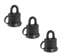 Yale Lucchetto di alta sicurezza resistente agli agenti atmosferici Y222B/35/122/3 corpo 35mm, arco in acciaio indurtio, 3 chiavi, confezione 3 lucchetti in KA