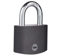 Yale Lucchetto in alluminio YE3B/50/126/1/BK nero, corpo 50mm, arco in acciaio, 3 chiavi