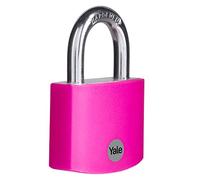 Yale Lucchetto in alluminio YE3B/50/126/1/P rosa, corpo 50mm, arco in acciaio, 3 chiavi