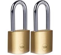 Yale Lucchetto in ottone 25 mm: corpo resistente con cilindro a 3 perni e arco in acciaio temprato testato anticorrosione per protezione quotidiana di armadi zaini e contenitori interni