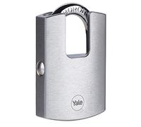 Yale Lucchetto in ottone di alta sicurezza con finitura cromata Y122B/50/123/1 corpo 50mm, arco protetto in acciaio indurito al Boro, 3 chiavi