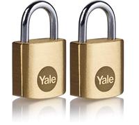 Yale Lucchetto in ottone Y110B/20 20 mm: corpo solido con arco in acciaio temprato e cilindro a 3 perni per protezione affidabile di armadietti cassette degli attrezzi e uso interno (Confezione da 2)