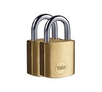 Yale Lucchetto in ottone Y110B/25/113/2 corpo 25 mm, arco in acciaio, 3 chiavi, confezione da 2 lucchetti