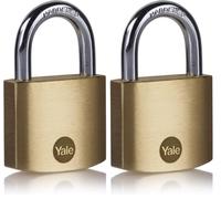 Yale Lucchetto in ottone Y110B/40 40 mm: corpo robusto con doppia chiusura cilindro a 5 perni e arco in acciaio temprato testato EN12320 per la protezione sicura di armadietti e cassette