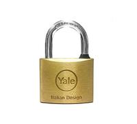 YALE Lucchetto standard in ottone Y1100060080X, larghezza corpo 60 mm, arco in acciaio carbonitrurato da 31 mm, con anello in gomma e doppio sistema di chiusura