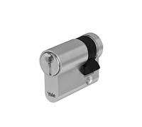 Yale Mezzo Cilindro Europeo di sicurezza standard per serratura YC052KD301003N1 Nichelato, 30/10mm, 3 Chiavi
