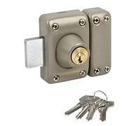 Yale Serratura per porta a doppio cilindro, apertura a chiave interna esterna, cilindro diametro 23 mm, lunghezza 45 mm, 5 perni - YV25DE-40 - protezione antistrappo - 4 chiavi, beige