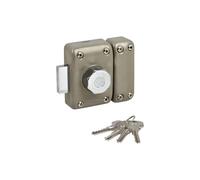Yale Serratura per porta manopola/cilindro, apertura a bottone interno, chiave esterna, diametro 23 mm, lunghezza 45 mm, 5 perni - YV25BT-45 - protezione antistrappo - 4 chiavi, beige