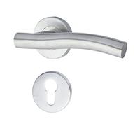 Yale Set di maniglieT-Wavy in acciaio inossidabile per porta con rosetta per cilindro europeo 35-S1TW-RRCY-88-3101, satinate, design moderno, adatto per porte interne ed esterne