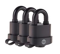 Yale Y220B/51/118/3 Lucchetto con Chiave, Nero, 3 Pack