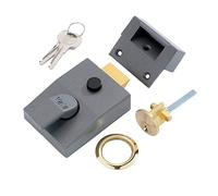 Yale YALP89DMGPB Serratura Notturna ad Alta Sicurezza con Blocco Automatico, Grigio Metallizzato Scuro/Ottone, 60 mm