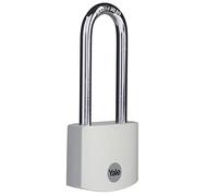 Yale Lucchetto YE3B/38 38 mm grigio con arco lungo: corpo in alluminio con doppia chiusura cilindro a 5 perni e arco in acciaio temprato testato EN12320 per protezione interna affidabile