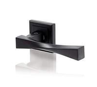 Yale YPP7-V-PE - Coppia di maniglie per porta su Rosone Verona, colore nero opaco, con foro per cilindro incluso, quadrato da 7 mm, porta interna ed esterna