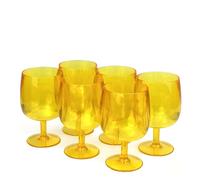 Yalin Set di 6 bicchieri impilabili in plastica acrilica infrangibile, 350 ml, per vino e acqua, colore giallo, 350 ml