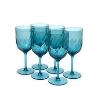 Yalin Set di 6 bicchieri impilabili in plastica acrilica infrangibile, 425 g, per vino e acqua, colore: ciano, 425 g