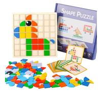 YALiya 135 Pezzi Legno Giochi Educativi Gioco, Mosaico Puzzle in Legno, Giochi Montessori, Tangram Bambini, Puzzle Bambini 2 3 4 5 6 anni, Giocattoli a Mosaico Regali Feste e Compleanno per Bambino