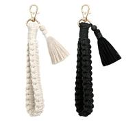 YaLiyA 2 pezzi Portachiavi in Macramè Portachiavi Intrecciato con Nappe Decorative Portachiavi Boho in Macramè Braccialetto Portachiavi Macramè Nappa per Chiavi, Chiavi Auto