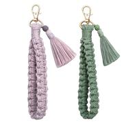 YaLiyA 2 pezzi Portachiavi in Macramè Portachiavi Intrecciato con Nappe Decorative Portachiavi Boho in Macramè Braccialetto Portachiavi Macramè Nappa per Chiavi, Chiavi Auto