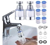 YaLiyA 2 Pezzi Ruotabile A 360° Rubinetto Depuratore Acqua filtri per rubinetto Con 6 Elementi Filtranti In Cotone PP Filtro calcare dell'Acqua del Rubinetto Filtro Lavandino Bagno per cucina e bagno