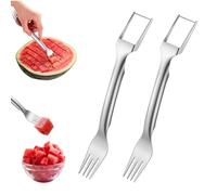 YALiya 2 Pezzi Taglierina a Forchetta per Anguria, Forchetta Anguria, 2-In-1 Stainless Steel Fruit Cutter, I Materiali Sono Spessi, I Bordi Sono Lisci, Il Taglio è Uniforme e Lo Strumento Piccolo