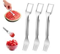 YALiya 3 Pezzi Taglierina a Forchetta per Anguria, Forchetta Anguria, 2-In-1 Stainless Steel Fruit Cutter, I Materiali Sono Spessi, I Bordi Sono Lisci, Il Taglio è Uniforme e Lo Strumento Piccolo