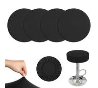 YALiya 4 Pezzi Rivestimenti Sgabelli Rotondi, 28-38 cm Rivestimento Rotondo per Sgabelli da bar, Sgabello Rotondo Tessuto di Lusso, Lavabile Morbido e Resistente per Sgabelli e Sedie (nero)