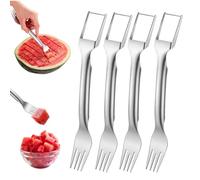 YALiya 4 Pezzi Taglierina a Forchetta per Anguria, Forchetta Anguria, 2-In-1 Stainless Steel Fruit Cutter, I Materiali Sono Spessi, I Bordi Sono Lisci, Il Taglio è Uniforme e Lo Strumento Piccolo