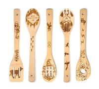 YALiya 5 Pezzi Magic Harry cucchiai di legno regali per cucinare, Set accessori utensili da cucina incisi freschi, Mestoli Cucina Di Bambù, Di Ideale Come Regalo Di Natale Per La Famiglia E Gli Amici